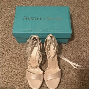 Women's Cream Satin Heels